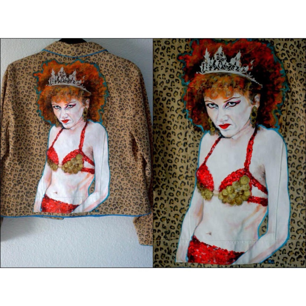 Poison Ivy / The Cramps 🌹 Hand-Painted suede leather jacket